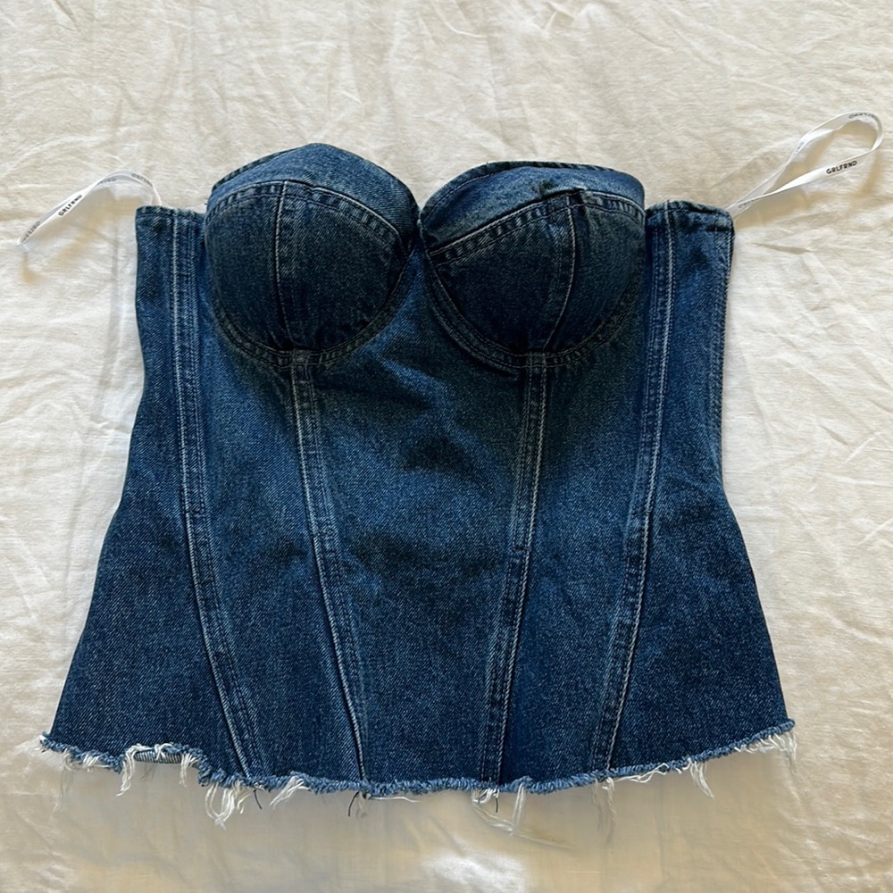 GRLFRND
Women's Blue Marilyn Denim Bustier Corset Top